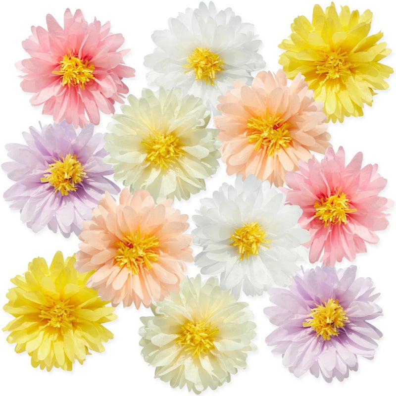 Easy Joy 12PCS Colorful Daisy Tissue Paper Pom Poms Daisy Themed Party Decoration Multicolored Flowers Decorations Daisy Hanging Deco for 1st Birthday Baby Shower Wedding Wall Classroom - Image 1